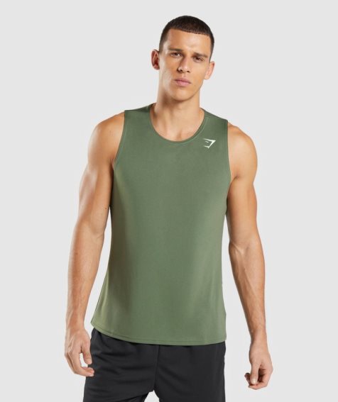 Men's Gymshark Arrival Tanks Olive | CA 31D7N8